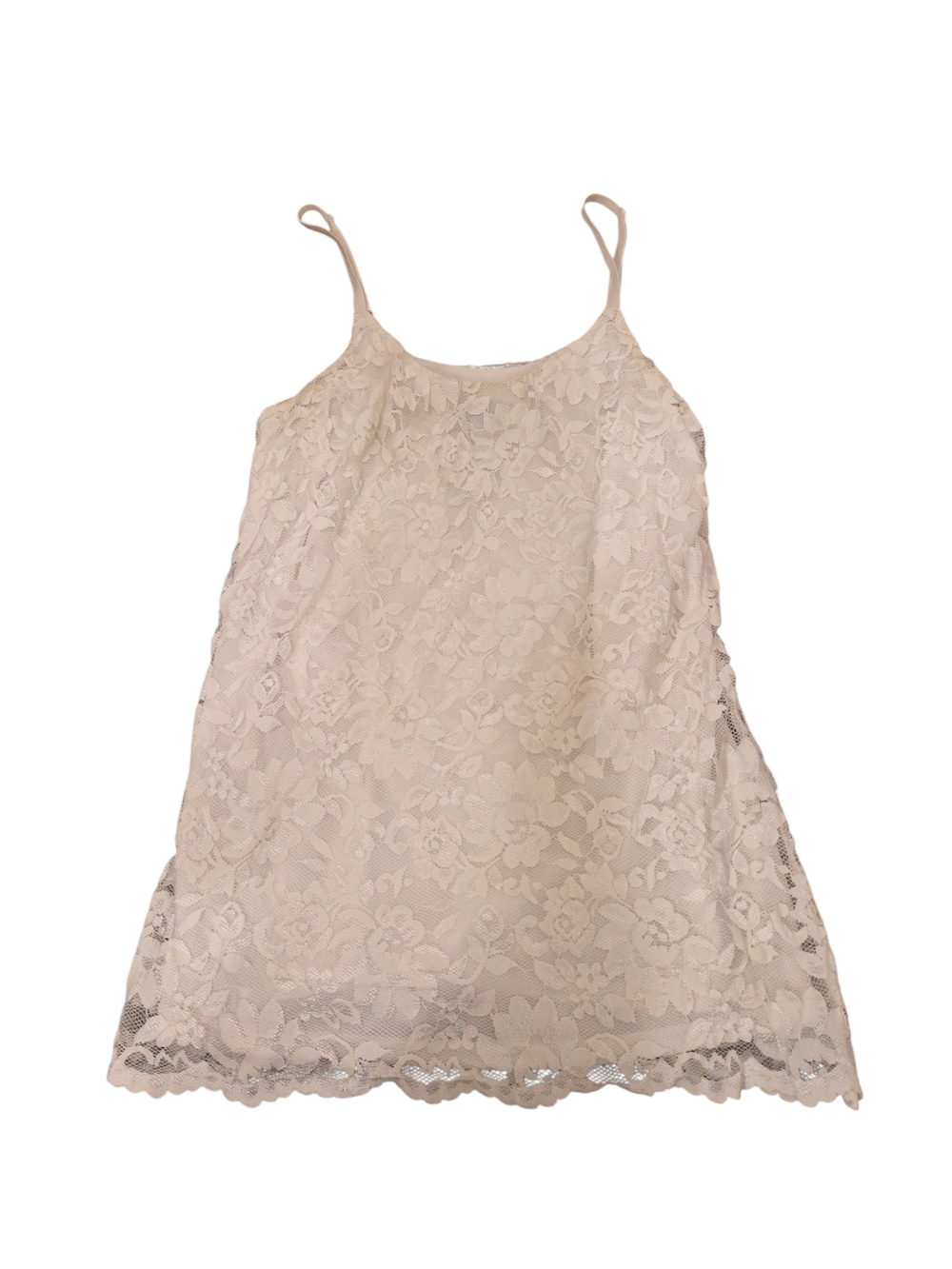 bobeau Cream Lace Floral Tank Chemise